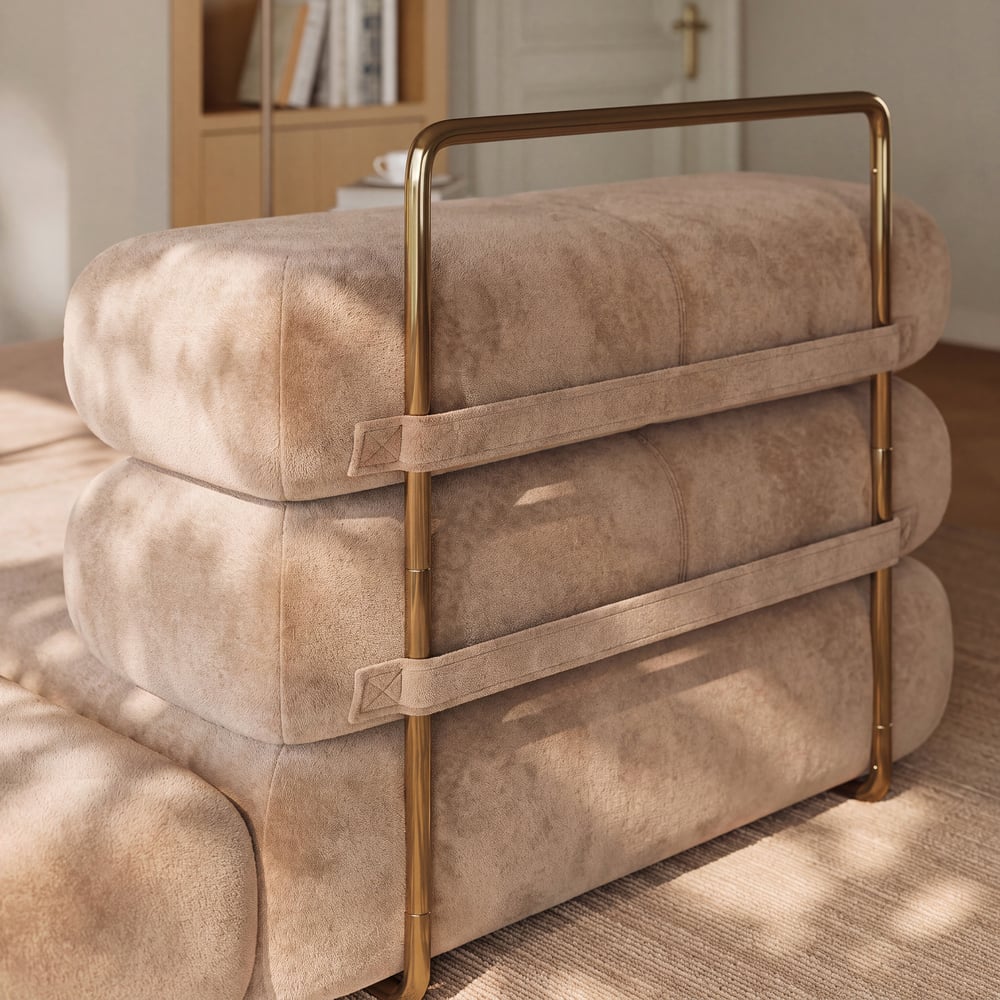 81" Queen 3-Seater Velvet 4 in 1 Futon Convertible Sleeper Sofa window image