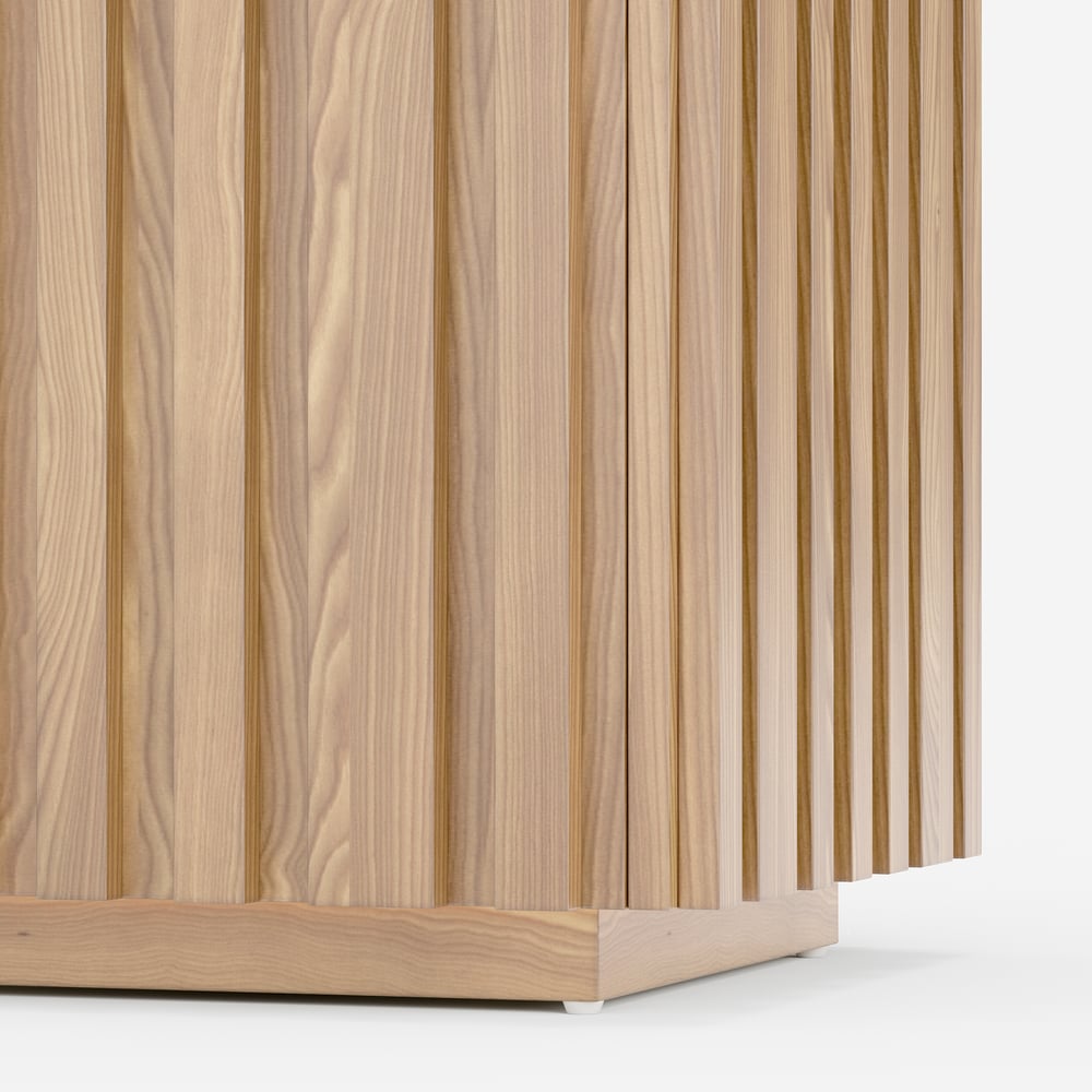 Aura Ash Wood Fluted Natural Side Table with Sintered Stone Top window image
