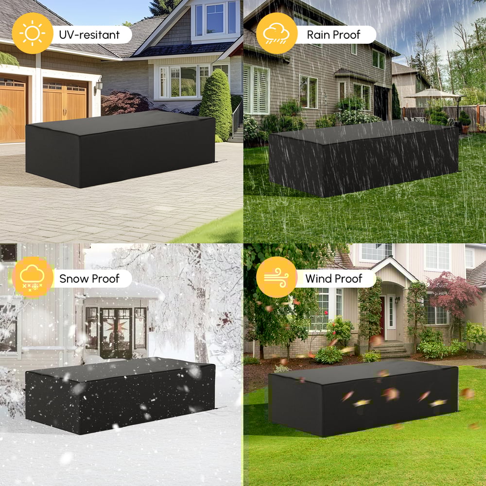 600D Tough Canvas Waterproof Outdoor Coffee Table Covers in Black window image