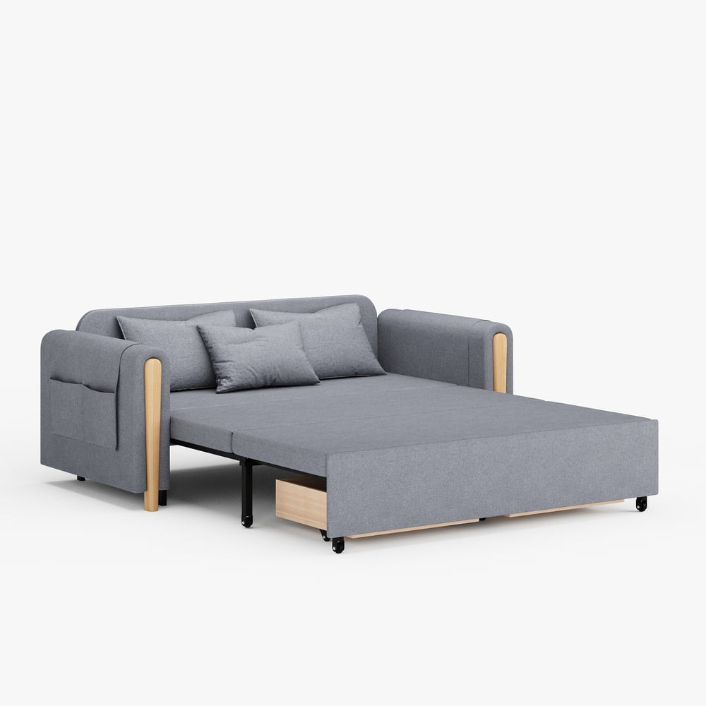 72" Full 2-Seater Linen Convertible Sleeper Sofa window image