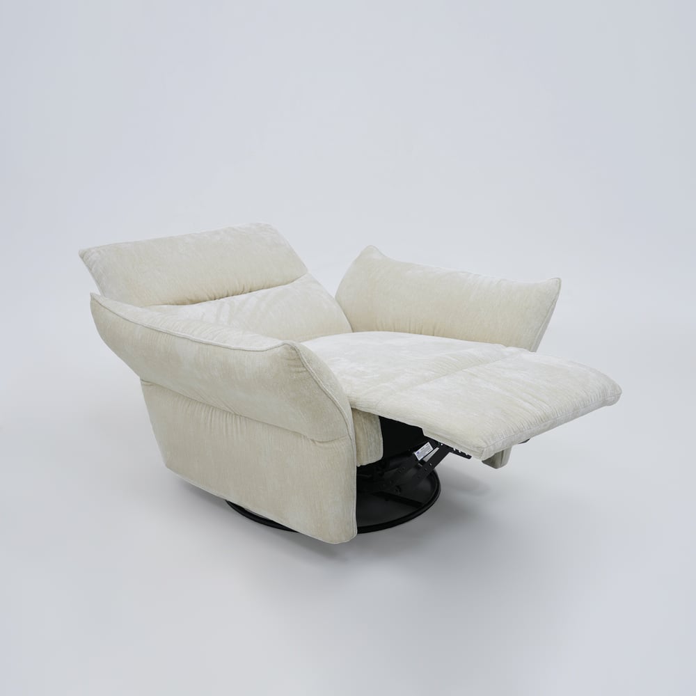 Performance Chenille Power Recliner Swivel Rocker Chair With Dual Motor & Adjustable Armrests window image