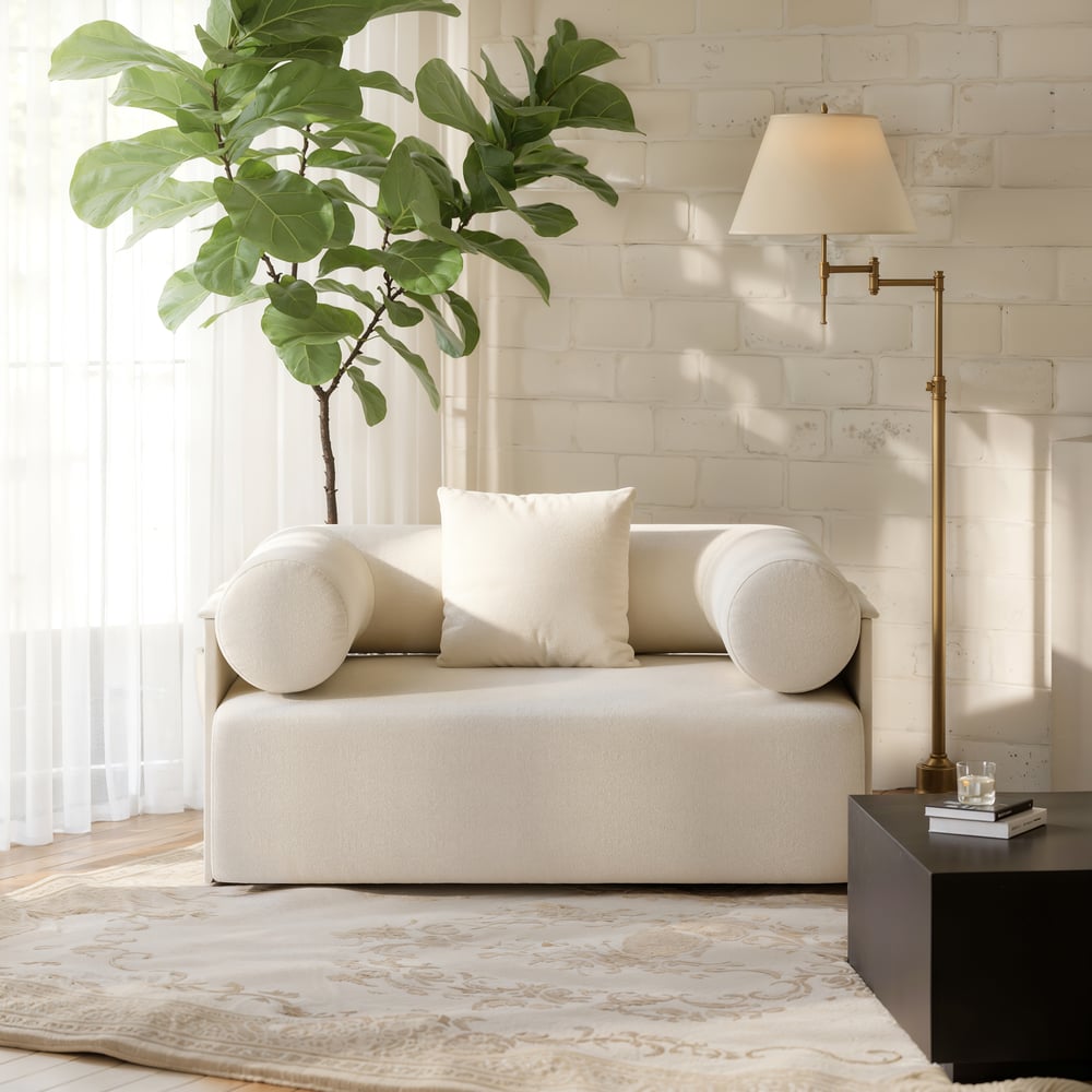 Serene Modern White Chenille Velvet Lounge Accent Chair window image