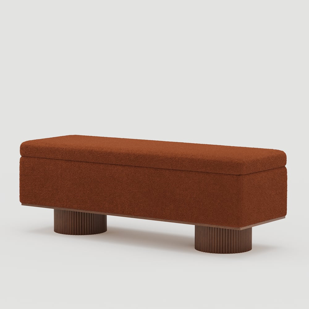 Teddy Fabric Fluffy Faux Fur Flip Top Wood Storage Entryway Bench window image