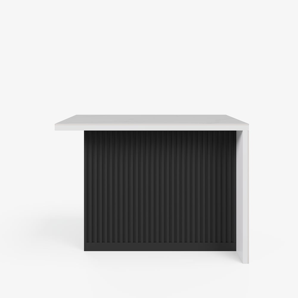Modern 1270 mm Glossy Sintered Stone Kitchen Island with Storage, White & Black window image