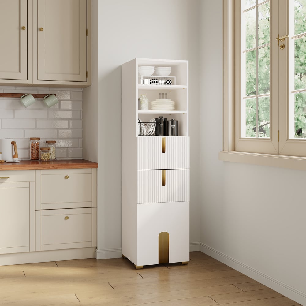 Artis 59" Bathroom Storage Cabinet – Freestanding Linen Tower with 2 Drawers & 2 Doors window image