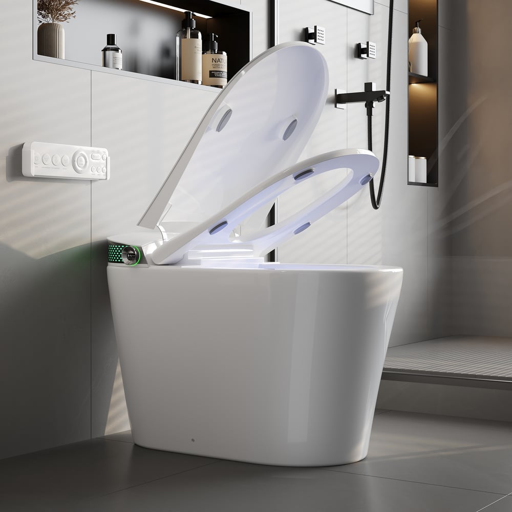 Inodoro Inteligente Bidet Glowin K5 con Apertura Automática, Tanque Integrado, Asiento para Niños, Altura de Silla, CE, 1.28 GPF Imagen de ventana