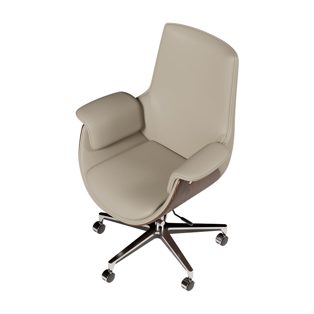 White Double Desk with Drawers & 2 Ivory PU Leather Modern Home Office Chairs window image