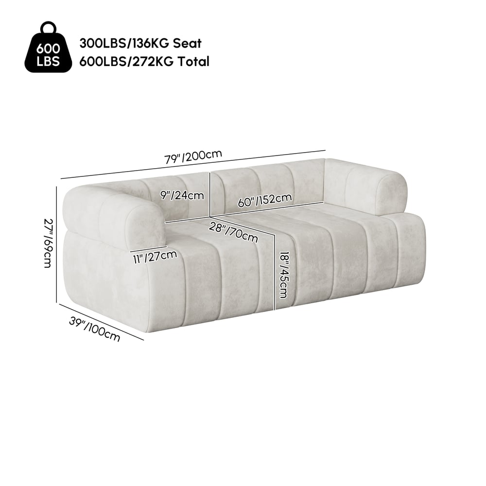 Nimbus 79" 2-Seater Velvet Sectional Sofa weights dimensions image