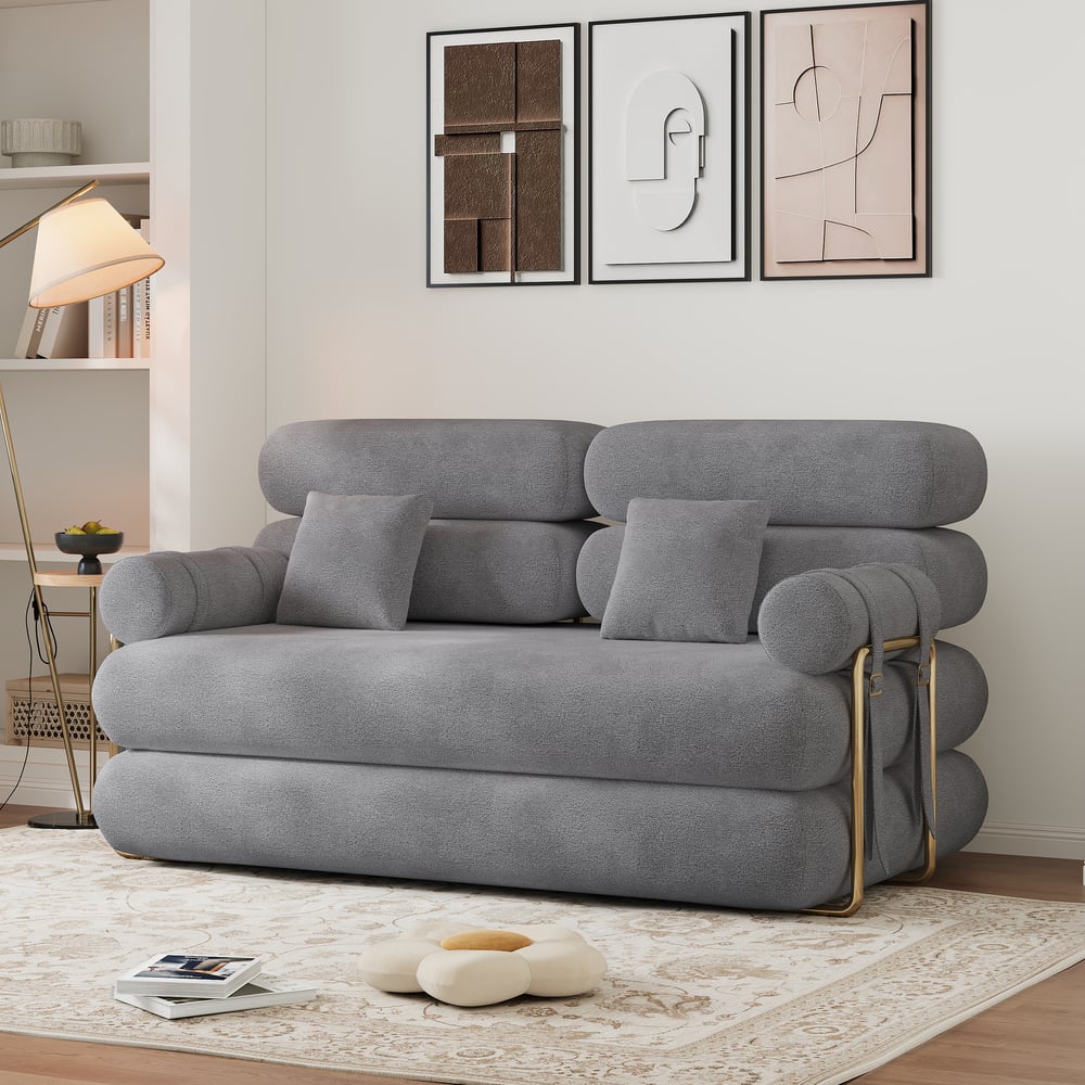 67" Full 2-Seater Chenille Velvet 4 in 1 Futon Convertible Sleeper Sofa window image
