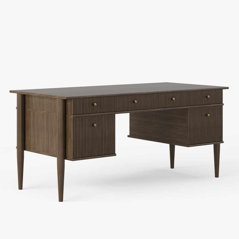 64" Houten bureau met 6 laden Vensterafbeelding
