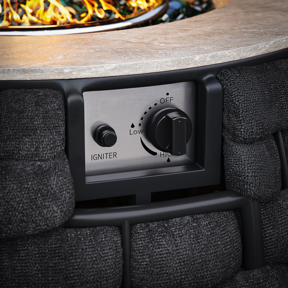 Table brasero ronde sans fumée au propane Cocaro Outdoor 700 mm gris foncé image de fenêtre