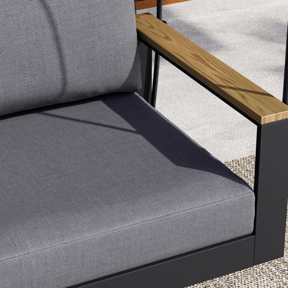Tevara Outdoor Swing Sofa in Dark Gray with Cushion & Black Cover window image