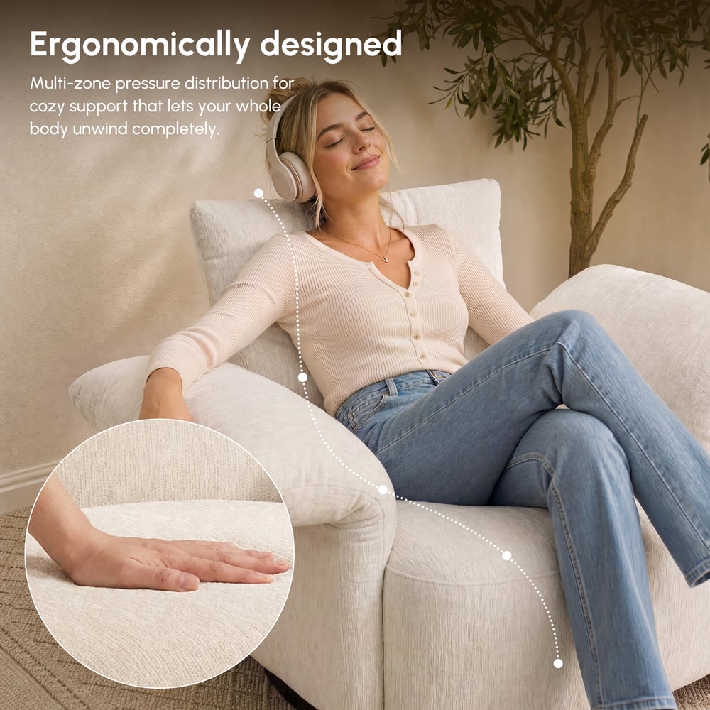 Performance Chenille Swivel Accent Chair with Adjustable Armrest window image