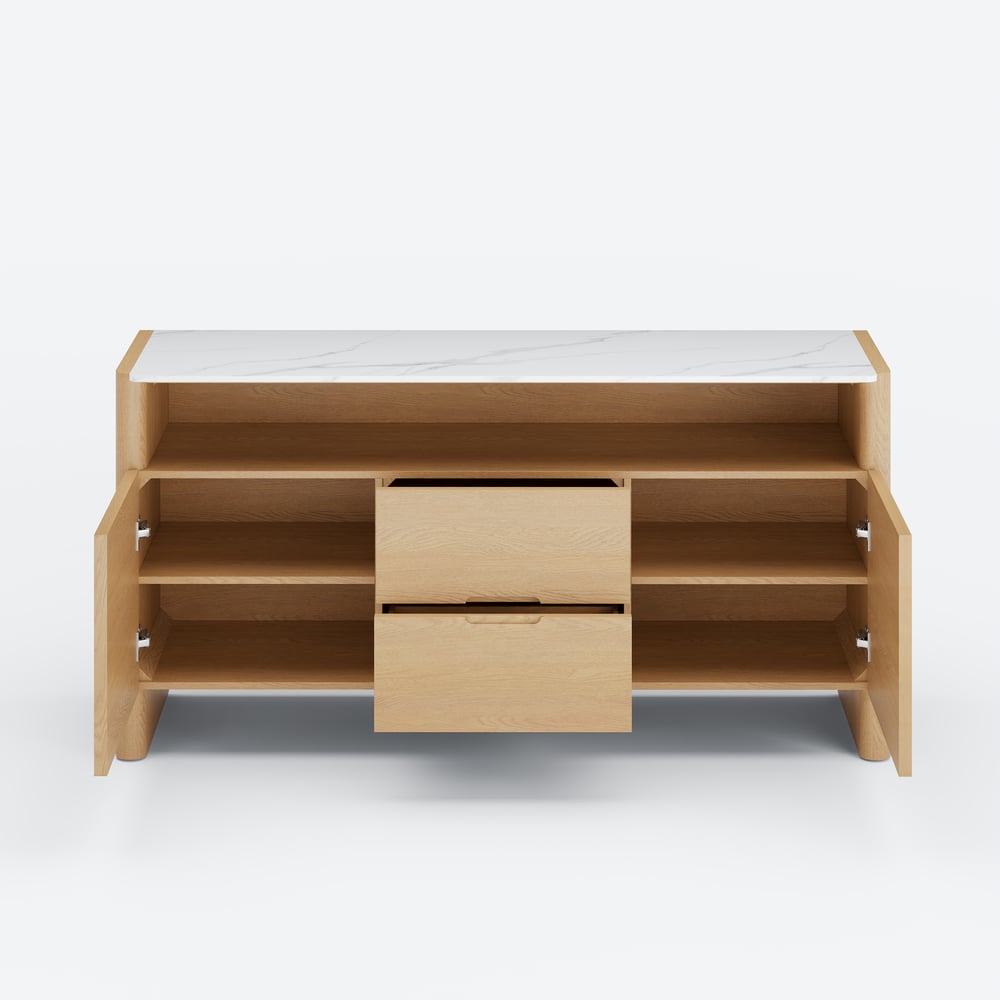 Arvona 63" Sintered Stone Sideboard with Open Storage & Adjustable Shelves window image