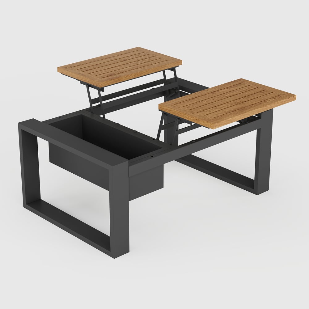 Slatera 4-Pieces Modular Outdoor Sofa Set Aluminum & Acacia for 4 Person in Light Gray window image