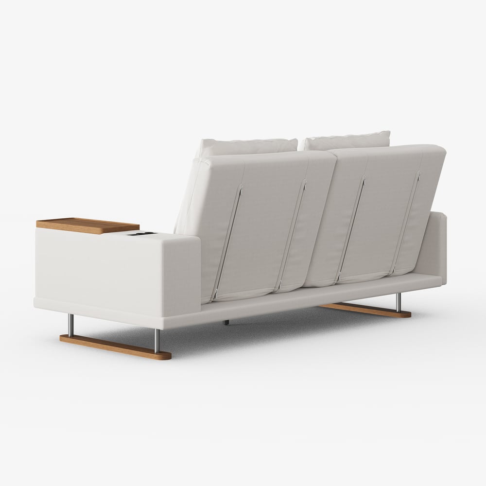 82" Queen 2-Seater Velvet Convertible Futon Sofa Bed with Side Table window image