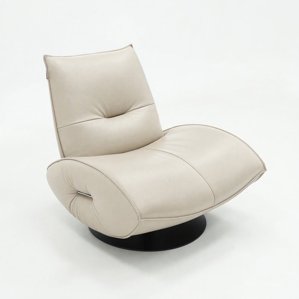 Genuine Leather 360° Swivel Accent Chair window image