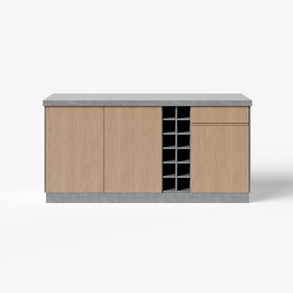 72"  Japandi Gray Wood Kitchen Island with Multi-Storage and LED Light window image