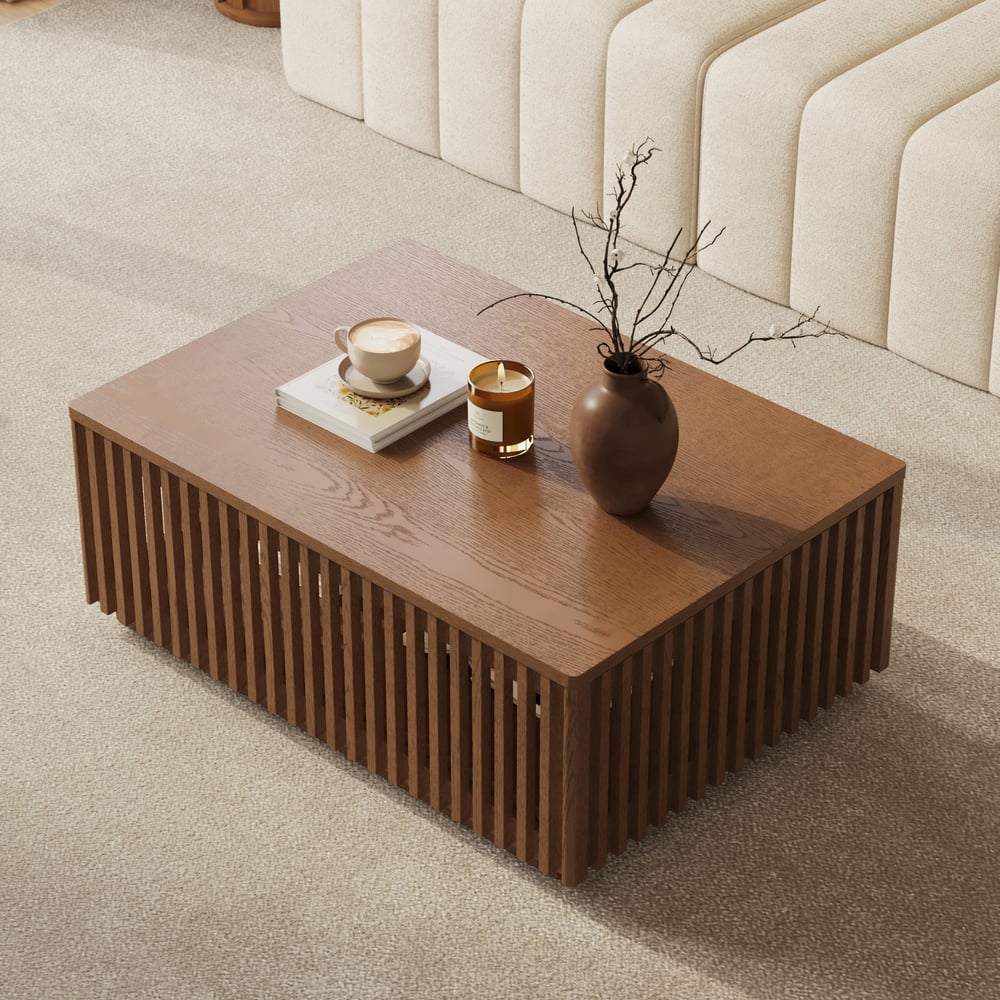 33"-55" Extendable Walnut Coffee Table with Storage window image