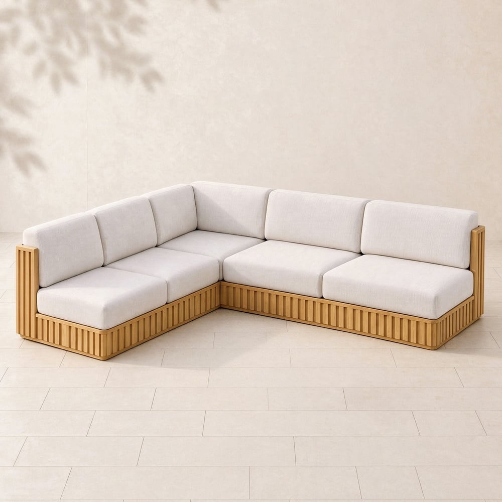 Flutera 3-Piece Outdoor Fluted Aluminum Sectional Sofa Set window image