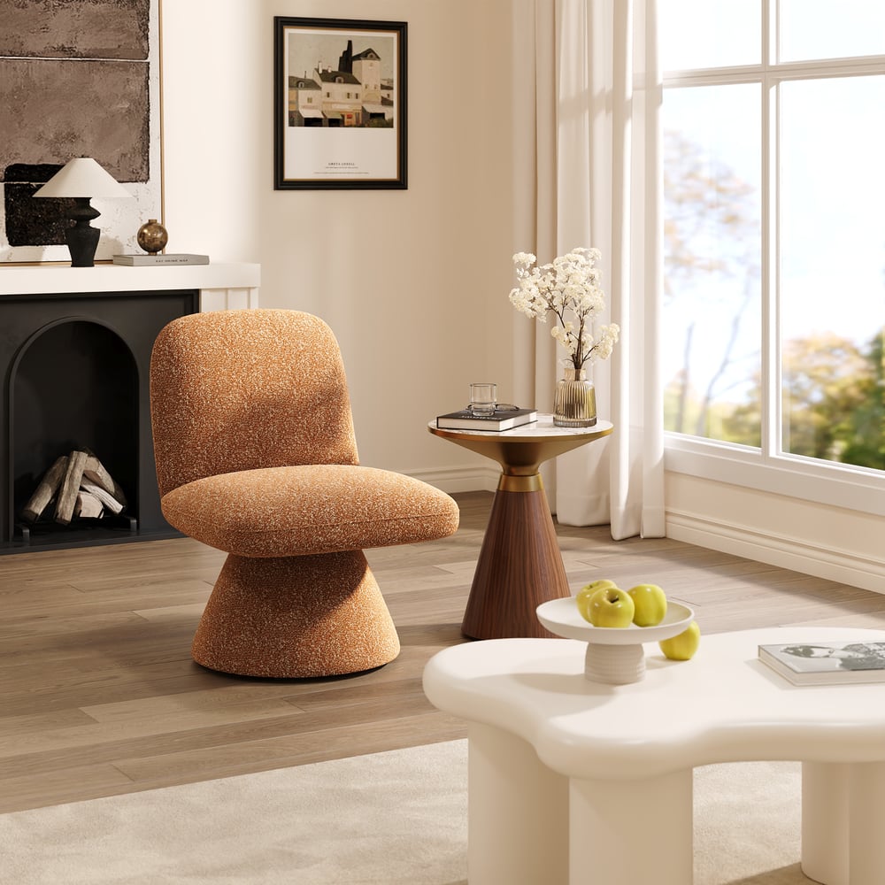 18" Performance Boucle Upholstered Swivel Slipper Accent Chair window image