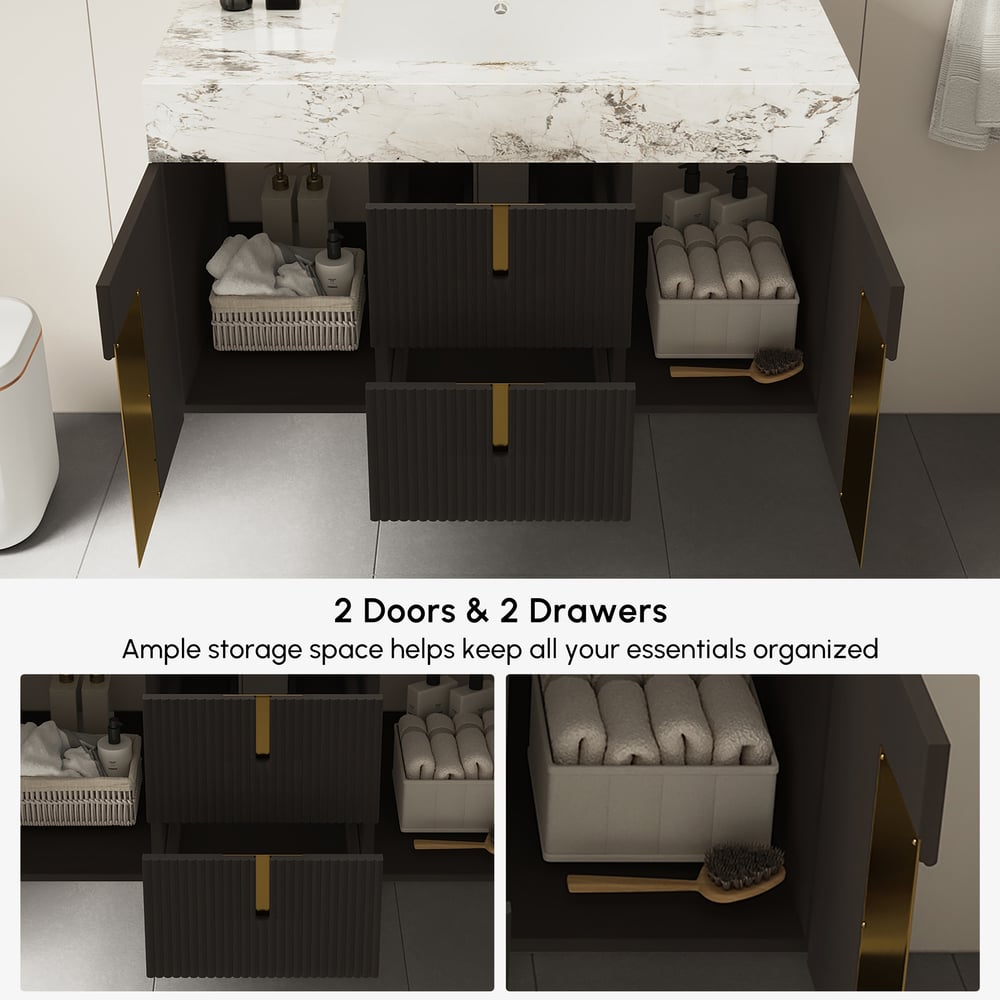 Artis Floating Bathroom Vanity Set 36" Modern Bathroom Vanity with Single Sink window image