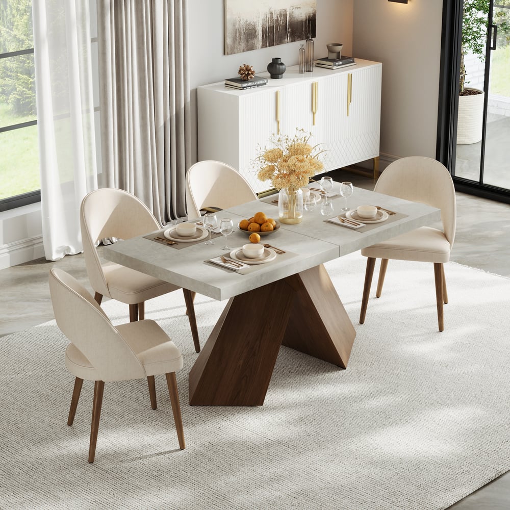 Dining Set 63"-79" Extendable Wood Dining Table with 4 Chairs window image