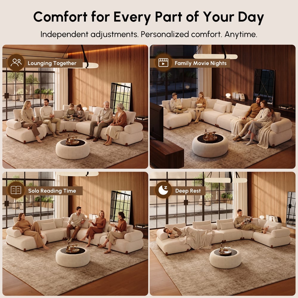 L-Shaped Chenille Adjustable Backrest Sectional Sofa window image