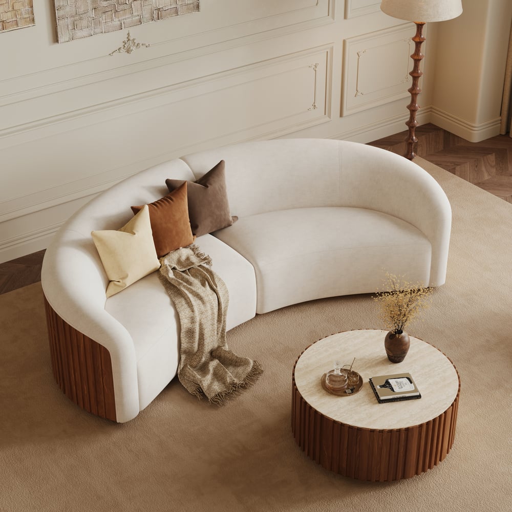 Aura 109" 2-Piece Chenille Upholstered Curved Sectional Sofa window image