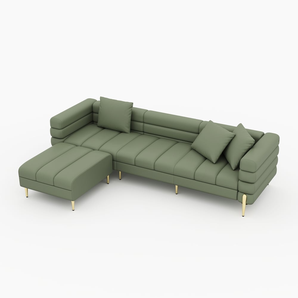 Axial 3-Piece Sofa Set of Chaise Sofa with Ottomans & Accent Chair window image