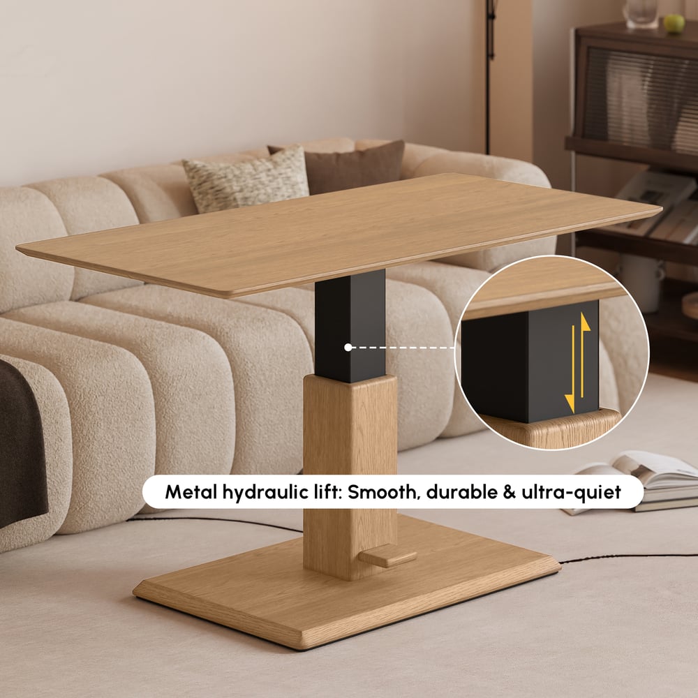 120 cm Natural Veneer Pedal-Control Lift-Top Coffee Table window image
