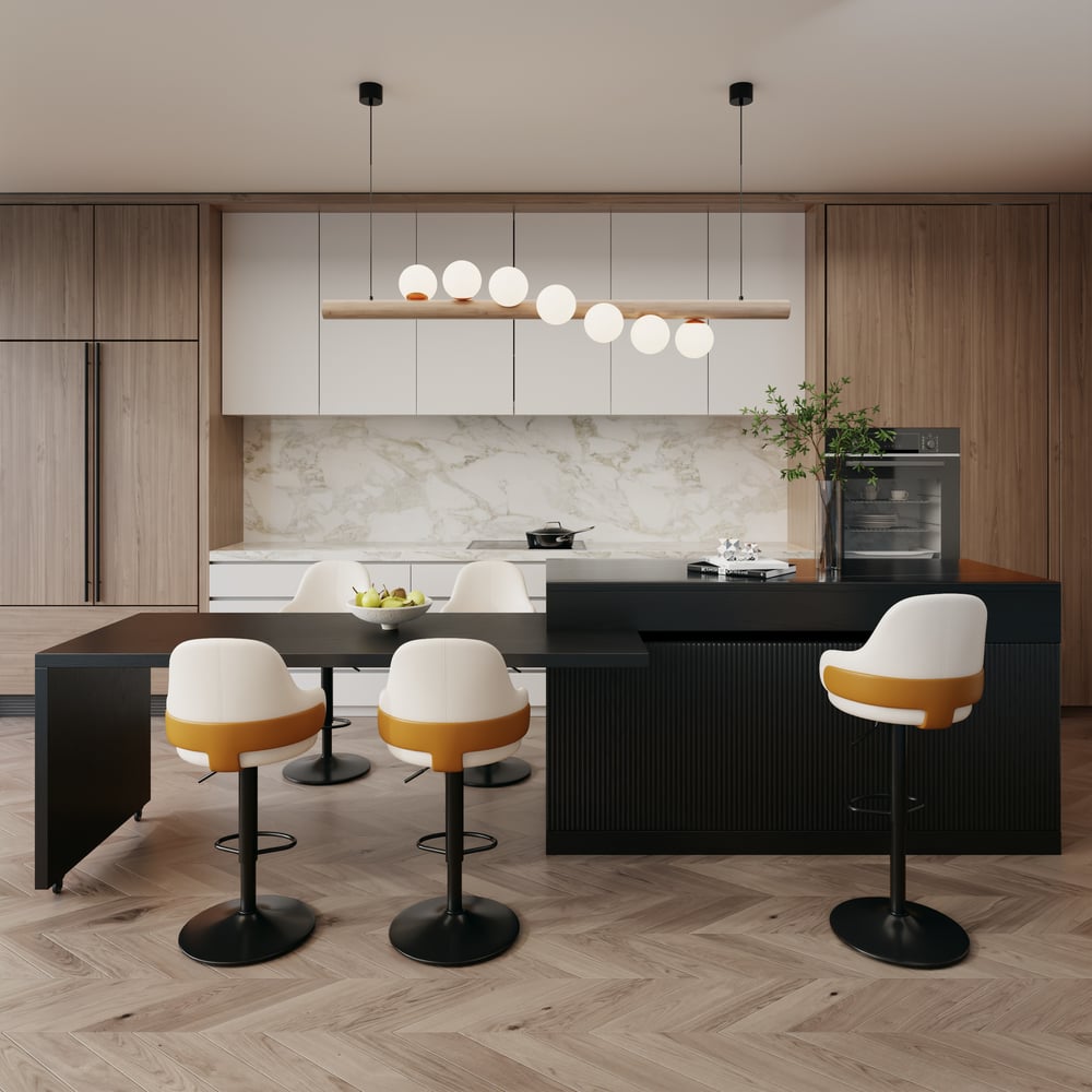 205 - 270 cm Extendable Matte Sintered Stone Kitchen Island with Storage, Black window image
