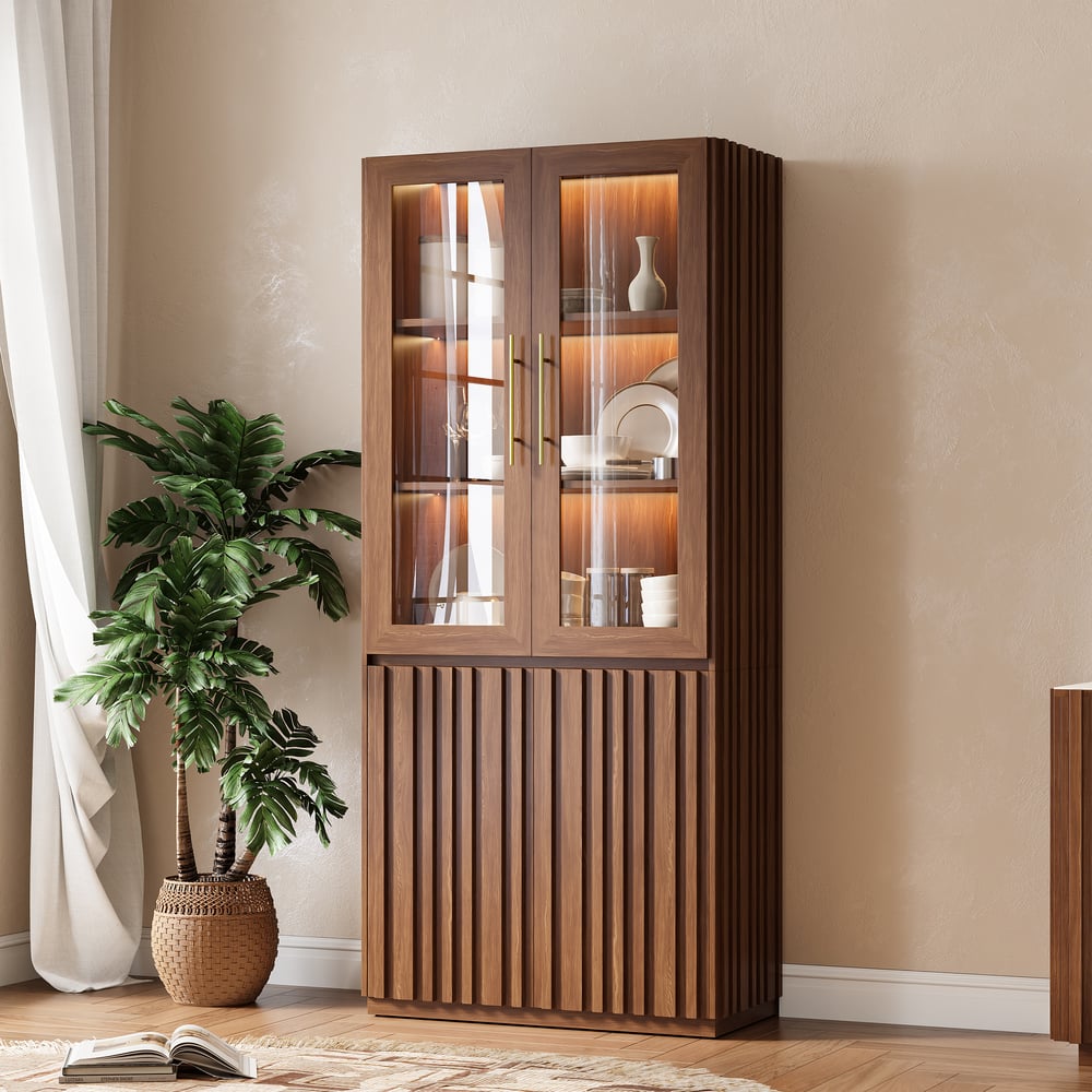 Aura Glass Tall Display Cabinet with LED Light window image