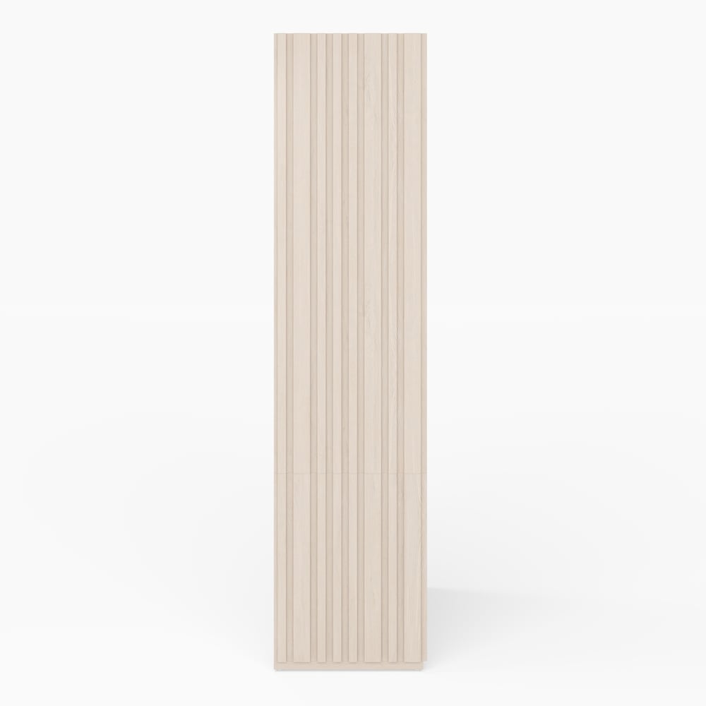 Aura 120cm Boekenkast van Essenhout met Gegroefde Details en Blad van Sintersteen Vensterafbeelding