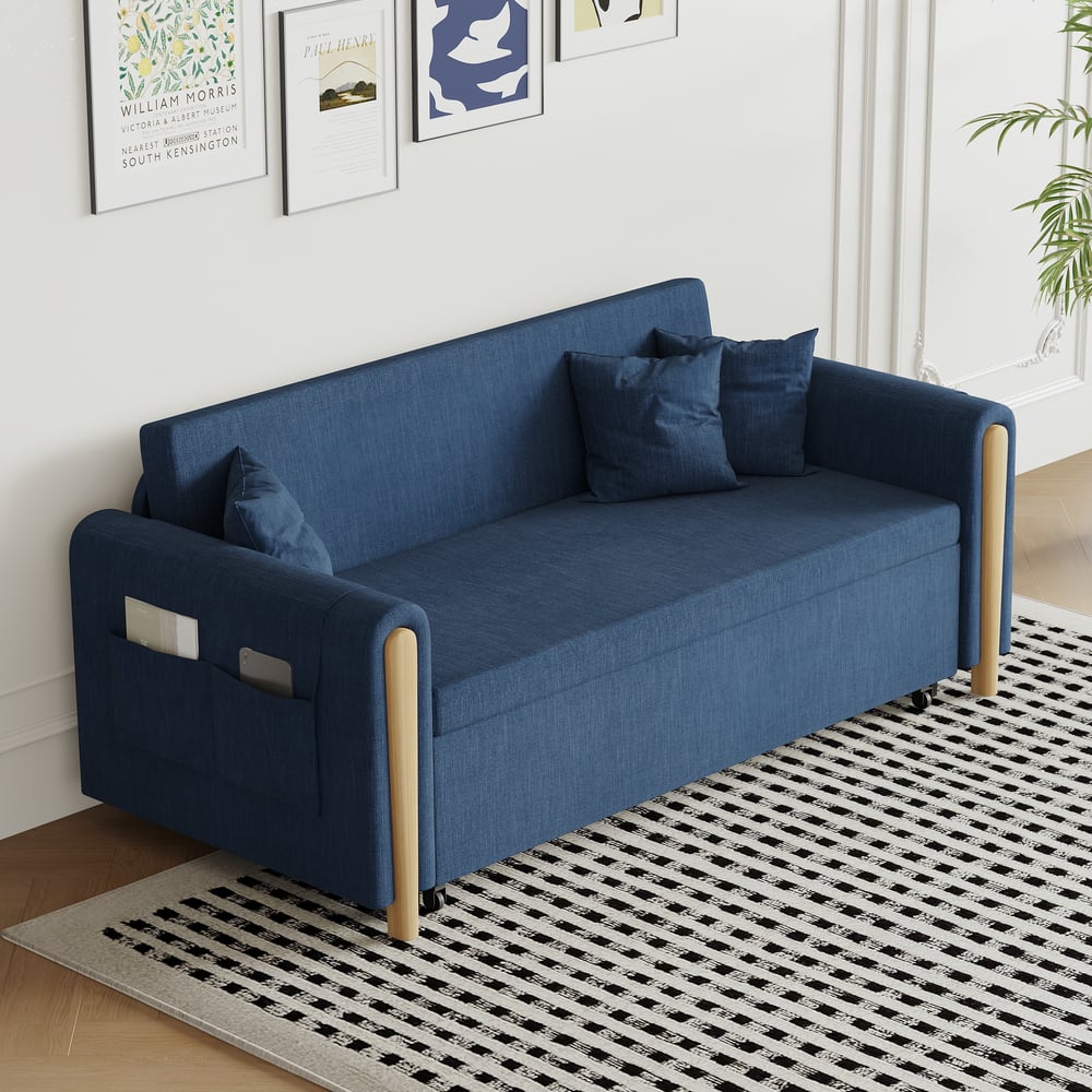 72" Full 2-Seater Linen Convertible Sleeper Sofa window image