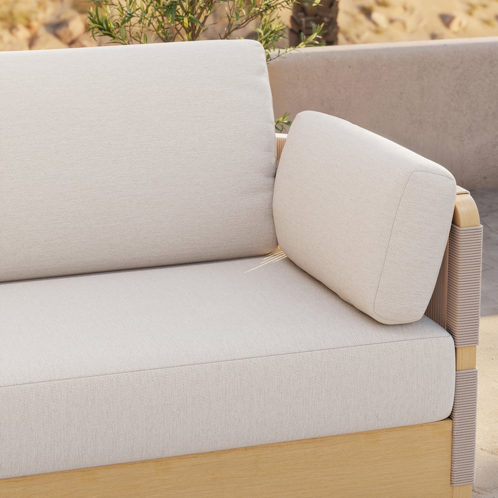 Costra Handwoven Rope L-Shaped Outdoor Sofa with Coffee Table in Ivory window image
