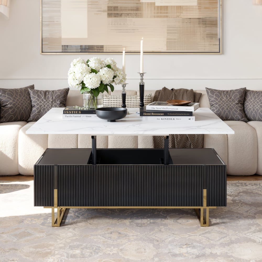 Grovyn 47" Fluted  Lift-Top Coffee Table with 2 Drawers window image