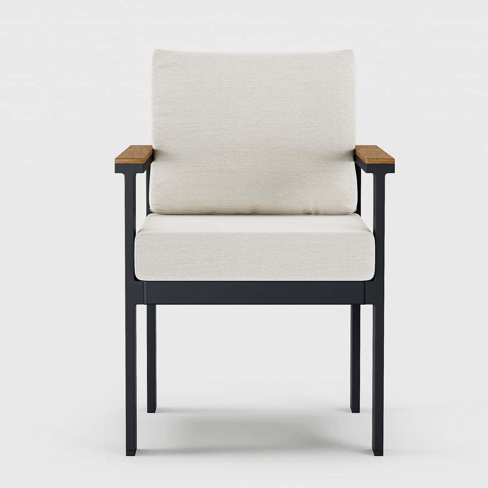 Tevara Outdoor Teak & Aluminium Dining Chairs in White, Set of 2 window image