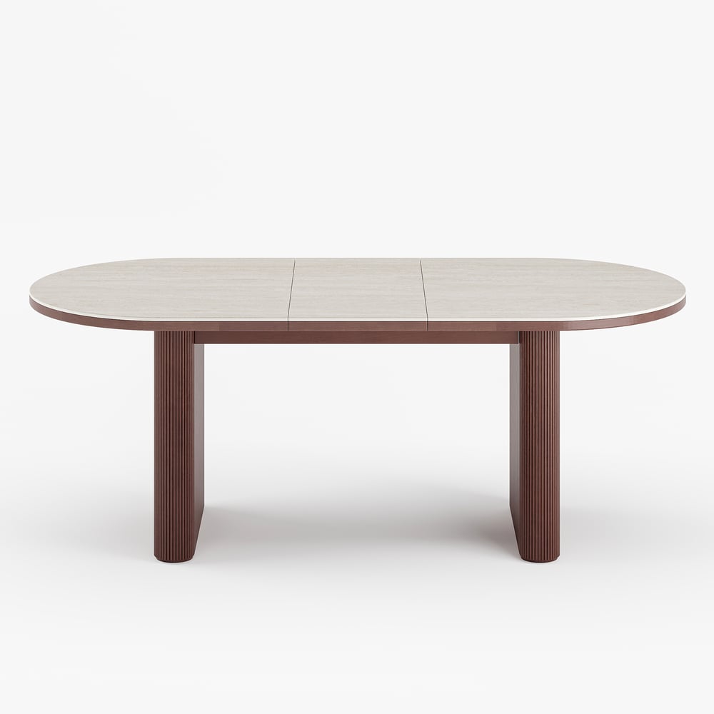 79"-95" Extendable Sintered Stone Dining Table Set with 6 Chairs window image