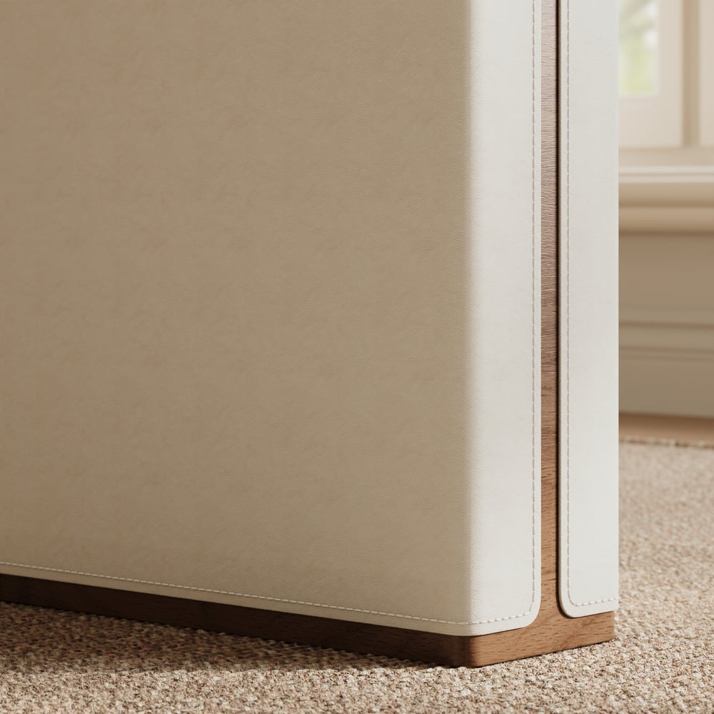 160 cm Height Adjustable Electric Standing Desk with Walnut Top and Leather-Wrapped Legs window image