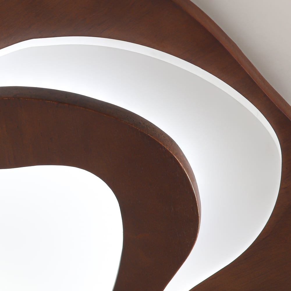 Nordic Walnut Flush Mount LED Irregular Shape Ceiling Light window image