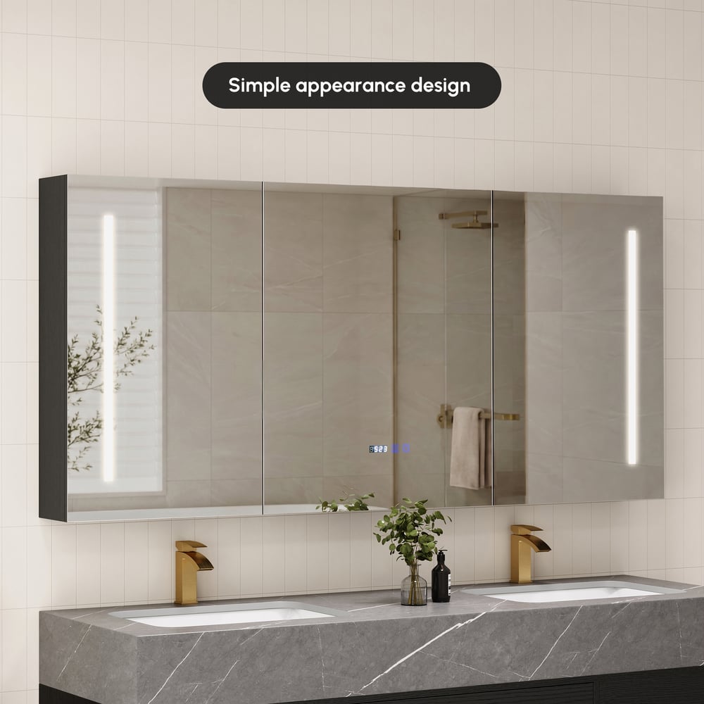 59" LED Bathroom Medicine Cabinet with Anti-Fog, Dimmable Tri-Color Lighting window image