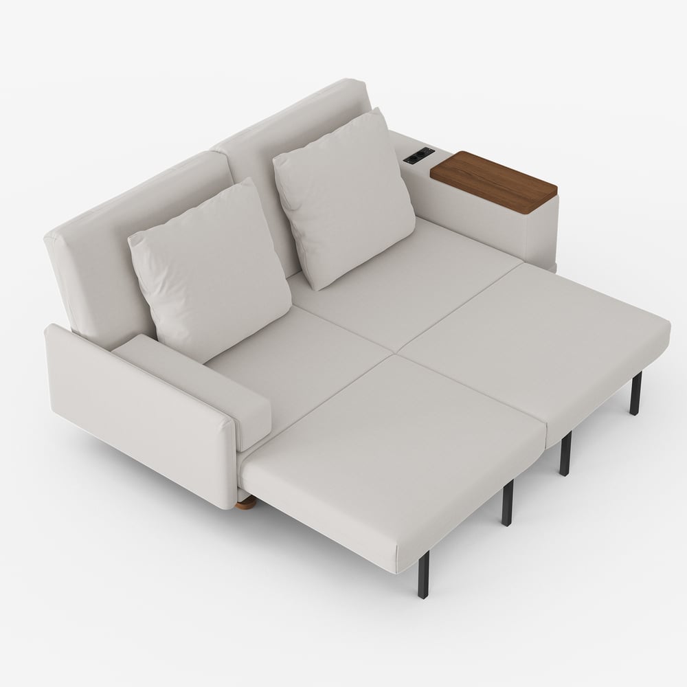 82" Queen 2-Seater Velvet Convertible Futon Sofa Bed with Side Table window image