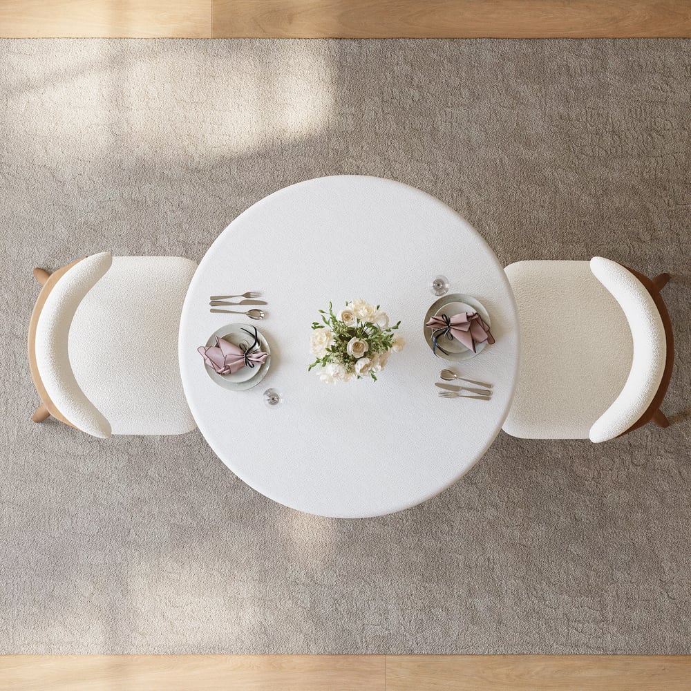 Modern 32" Round Fiberglass Dining Table with Sculptural Pedestal Base, Seats 2 window image