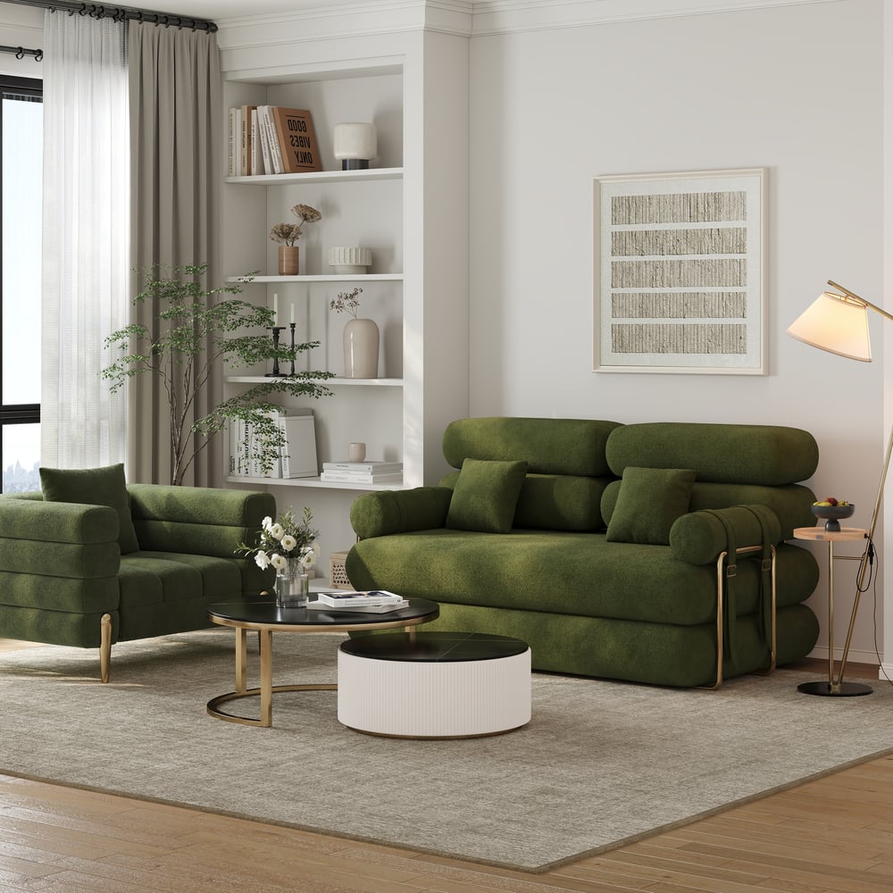 Canapé-lit convertible Humply 170 cm 2 places en velours chenille 4 en 1 image de fenêtre