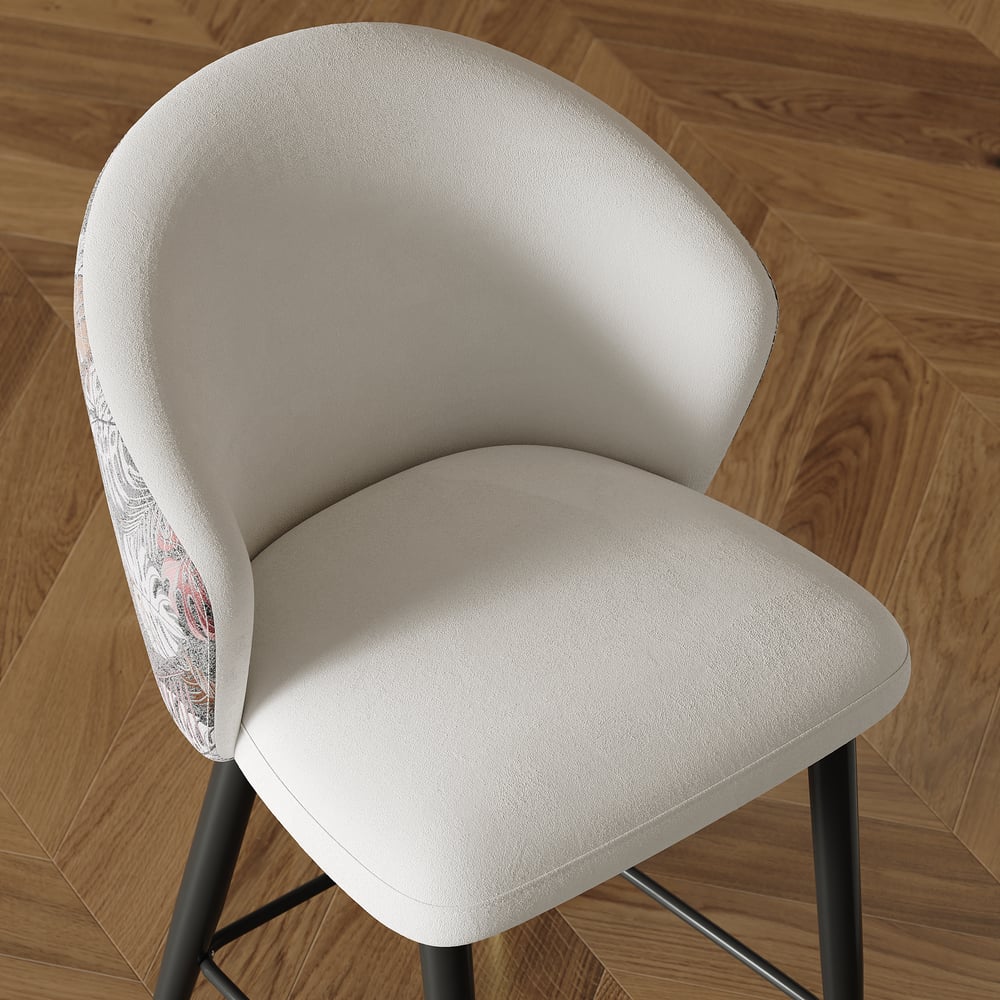 Modern White Velvet Counter Stool with Upholstered, 1 Piece window image