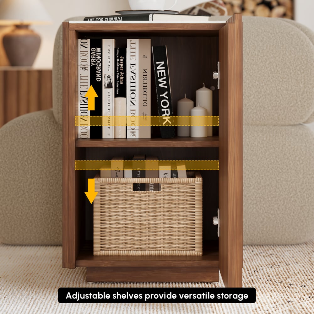 Aura Ash Wood Fluted Walnut Side Table with Sintered Stone Top window image