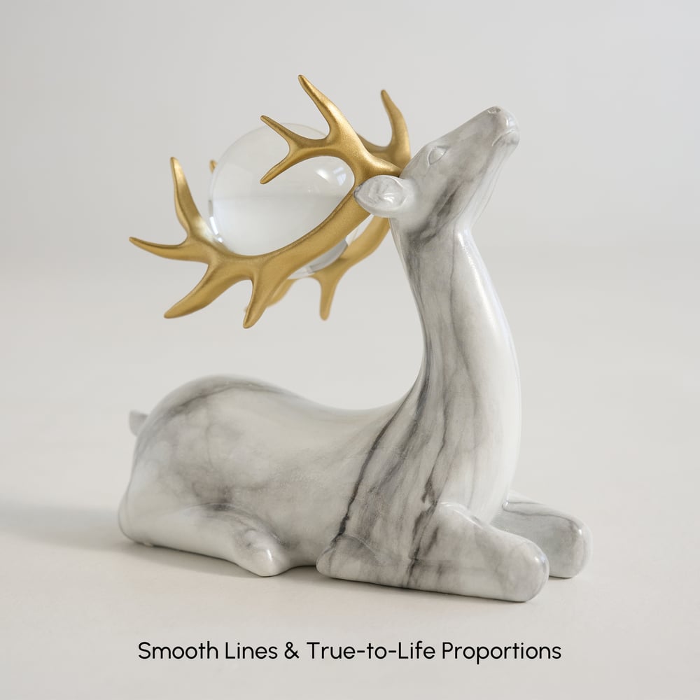 3 pcs Golden Deer Figurine with Decorative Plate Set, Luxury Resin Animal Sculptures window image