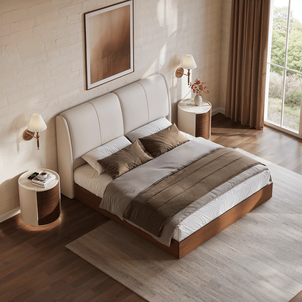 King Genuine Leather Storage Bed with Adjustable Headboard window image