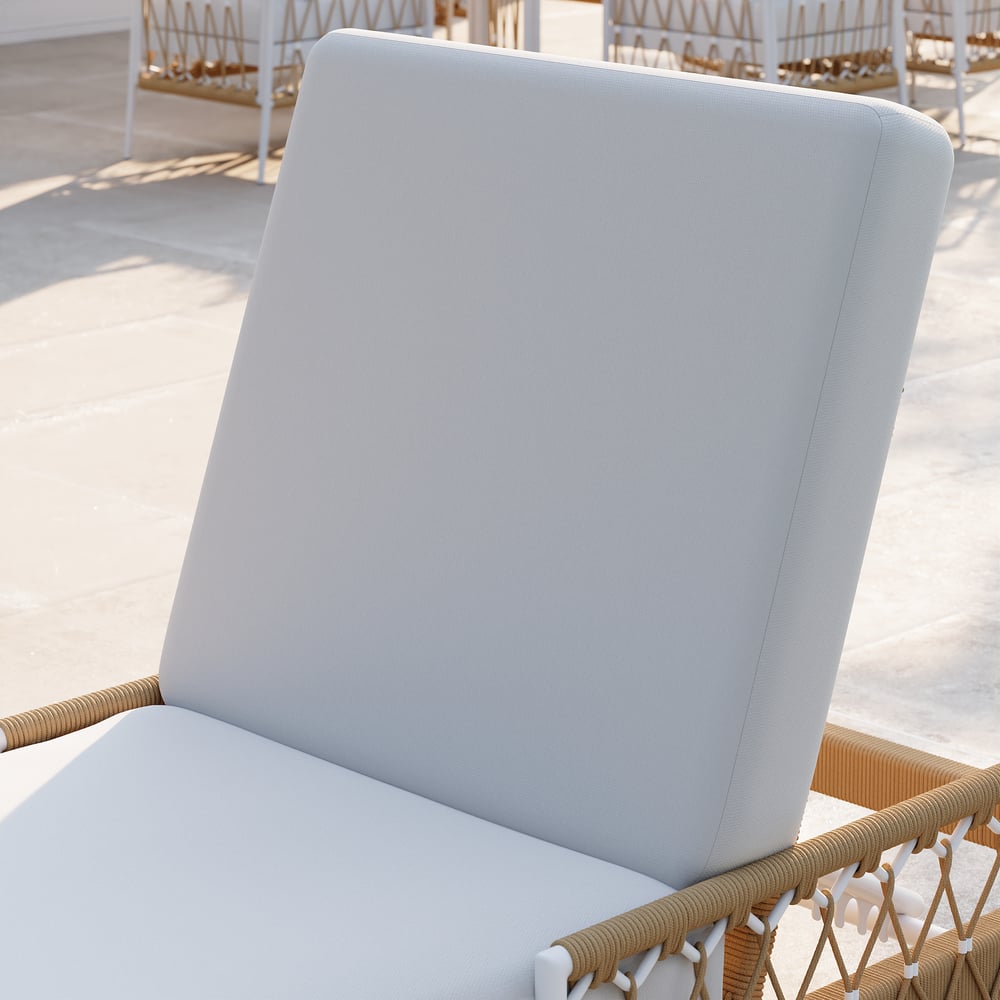 79.5" Ropipe Outdoor Rope-Woven Lounge Chair with Adjustable Backrest & Wheels window image